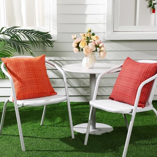 Yuntau 4 Pcs Waterproof Outdoor Throw Pillow Covers Red Orange