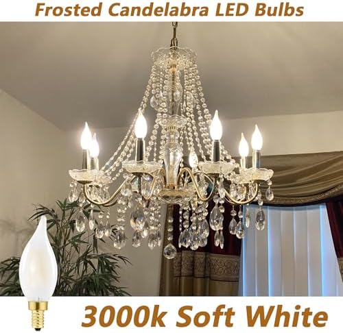LED Frosted Candelabra Bulbs 4W 6 Pack Dimmable Soft White 3000K
