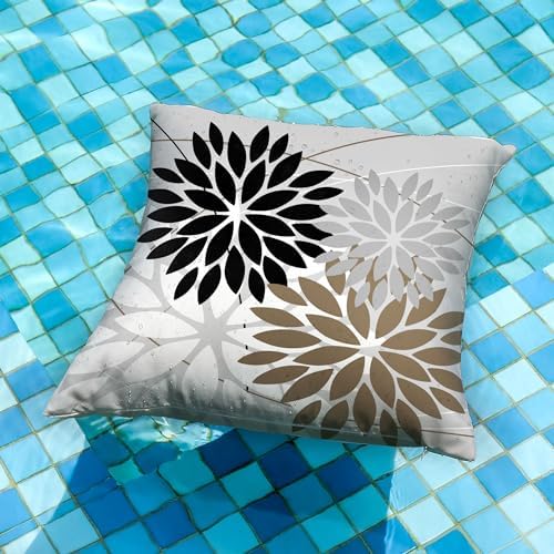 DFXSZ Geometric Pillow Covers Set of 2 Waterproof Black Brown 20x20 Inch