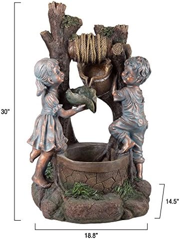 Boy and Girl Outdoor Water Fountain with LED Lights and Soothing Sounds