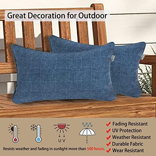 Magpie Fabrics Waterproof Rectangular Throw Pillow Pack of 2 Navy Textured