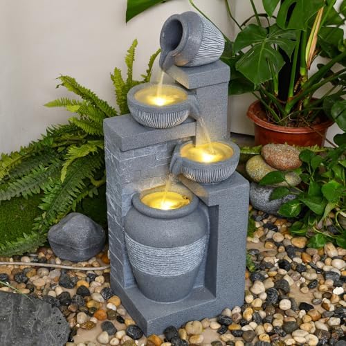 3189 Inch 4 Tier Outdoor Water Fountain with Lights