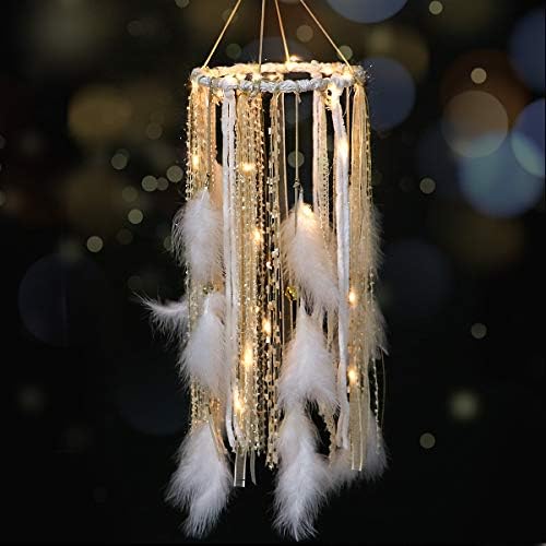 Large Light Up Dream Catcher with Golden Lace and Bells