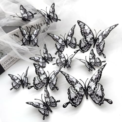 Halloween Wall Sticker Gothic Butterfly Skull Design