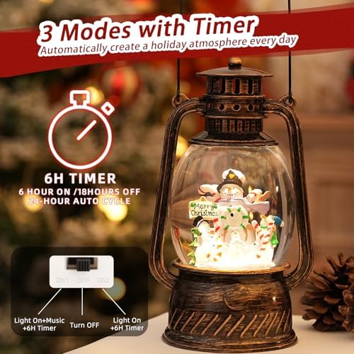 Joyful Snowman Snow Globe with Music and Light