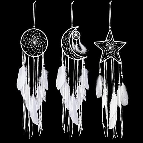Jetec 3 Pcs Dream Catcher with Moon Sun Star Design