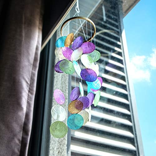 Rainbow Capiz Shell Wind Chime Decor