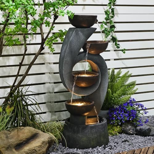 468 Inch Freestanding Resin Waterfall Fountain with LED Lighting