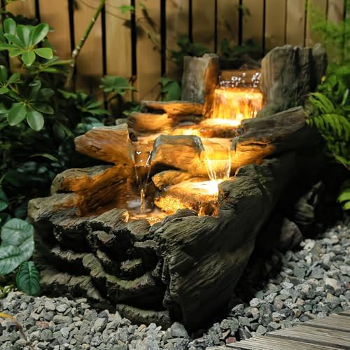 345 Inch L Garden Outdoor Water Fountain with LED Lights
