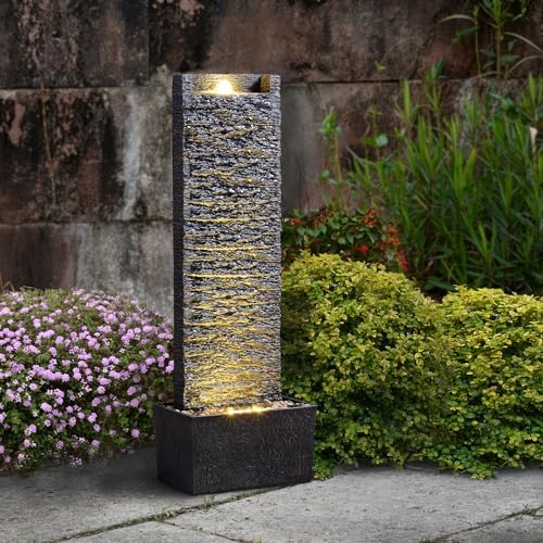 GOSSI Water Fountain Outdoor with LED Light 385 Inch