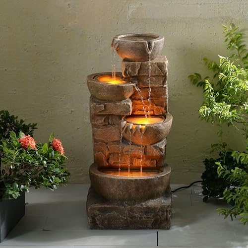 Teamson Home 3327 Inch Freestanding Water Fountain with LED Lights