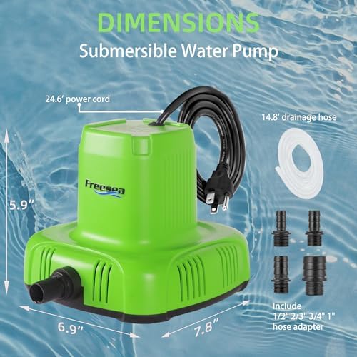 FREESEA Submersible Pond Pump 1585 GPH 120W for Outdoor Use