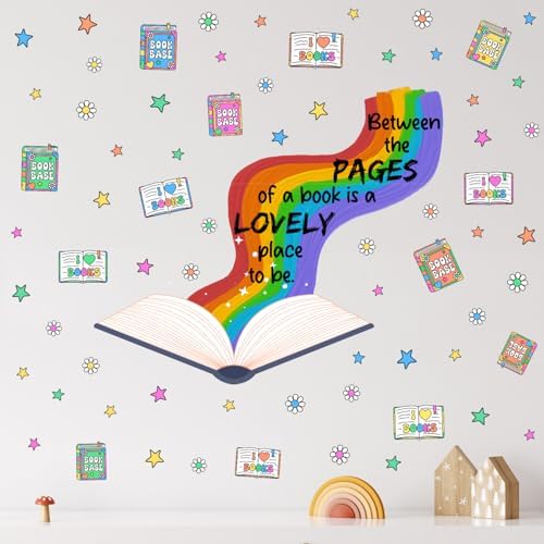 Rainbow Book Wall Decal with Inspirational Quote