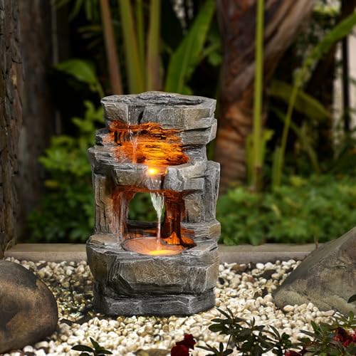 Kalona 3-Tier Outdoor Water Fountain with LED Lights
