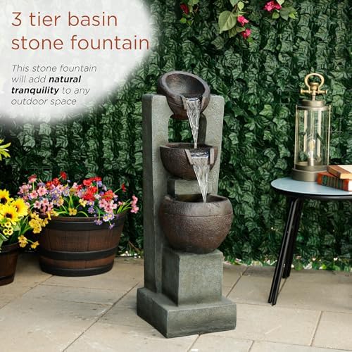 Alpine TZL400 34 Inch 3 Tier Fountain with LED Lights