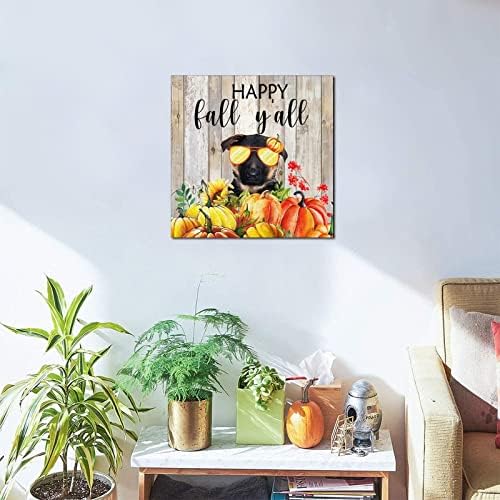 Thanksgiving Hello Fall Decorative Wood Plaque 8x8in