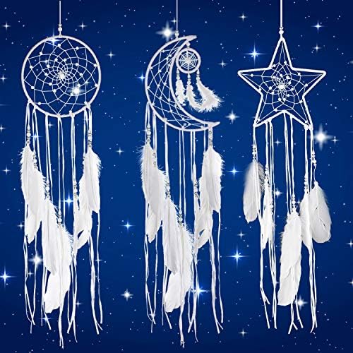 Jetec 3 Pcs Dream Catcher with Moon Sun Star Design