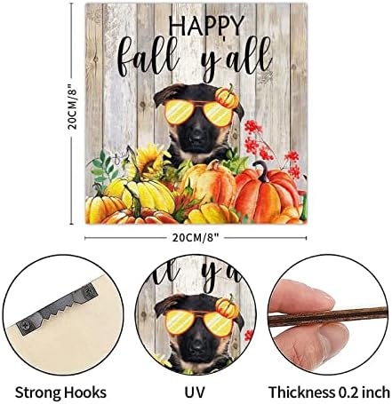 Thanksgiving Hello Fall Decorative Wood Plaque 8x8in
