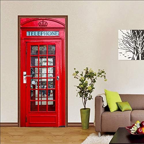 3D Door Stickers Murals Peel and Stick - Telephone Booth