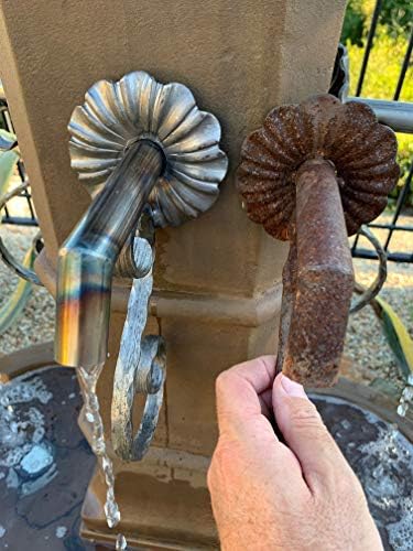 Rustic Water Fountain Spout with Hammered Scroll Design