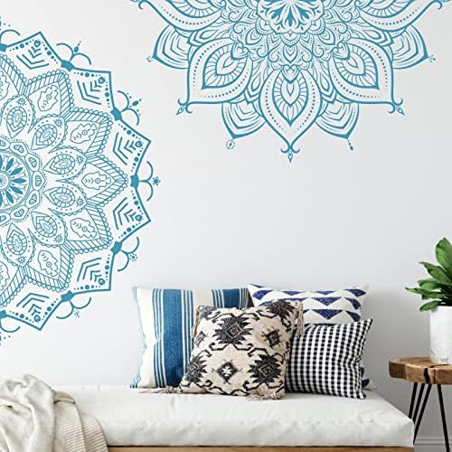 Kazova Mandala Wall Decals Blue Design for Bedroom Decor