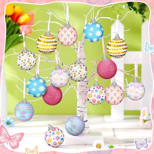Zeyune 16 Pcs Halloween Ball Ornaments with Sequins