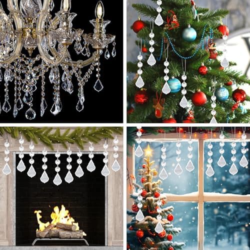 Crystal Christmas Ornaments - 30 Pcs Hanging Maple Leaf Decorations