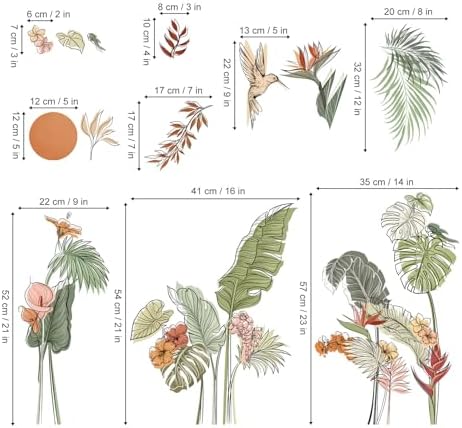 Decalmile Boho Tropical Leaf Flower Wall Stickers