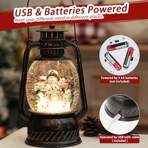 Joyful Snowman Snow Globe with Music and Light