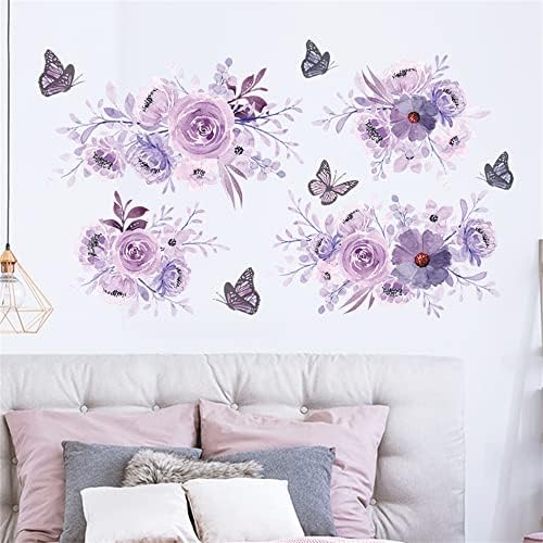 ROFARSO Purple Peony Wall Sticker Decal