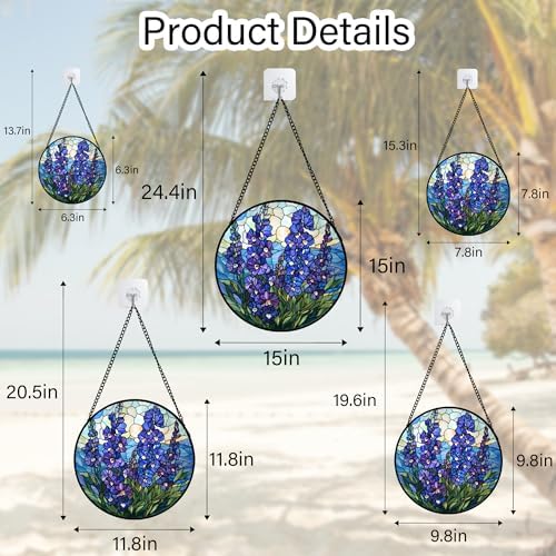 Blue Delphinium Stained Glass Window Suncatcher Hanging