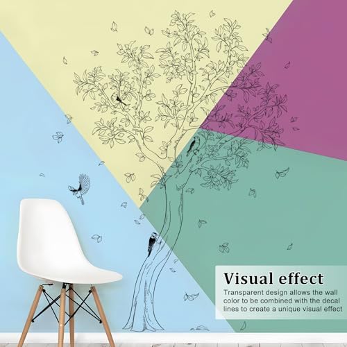 Large Sketch Tree Wall Decals Black Line Vinyl Art