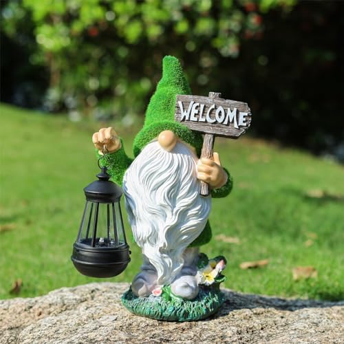 Houdezhu Solar-Powered Garden Gnome Statue 13