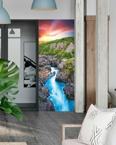 FLFK Door Mural Sticker - Mountain Landscape Decal