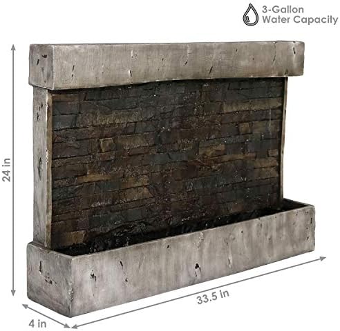 Sunnydaze Ancient Wall 24-Inch Outdoor Fountain with Electric Pump Brown