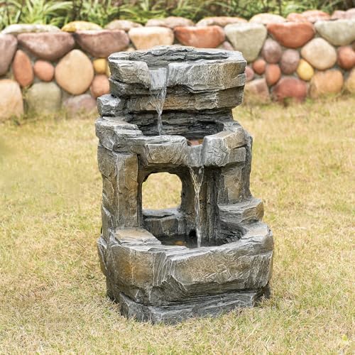 Kalona 3-Tier Outdoor Water Fountain with LED Lights