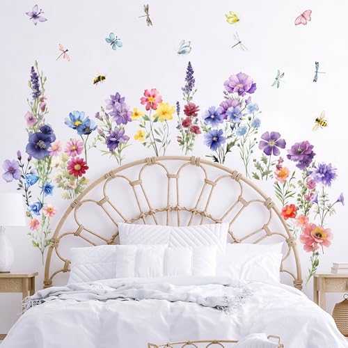 9 Piece Flower Wall Decals for Spring Decor