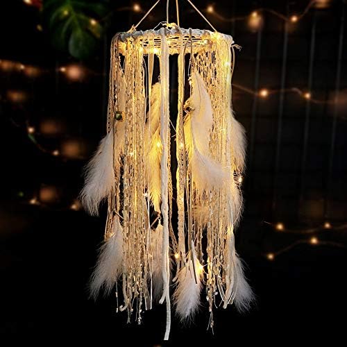 Large Light Up Dream Catcher with Golden Lace and Bells