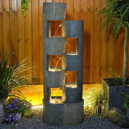 51 Inch Outdoor Water Fountain with LED Lights