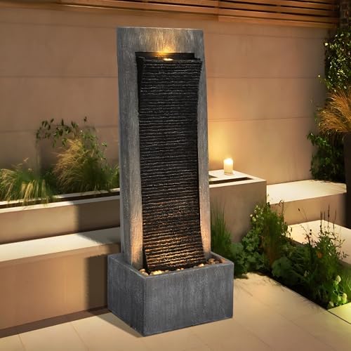 Dephet 496 Inch Freestanding Water Fountain with LED Light