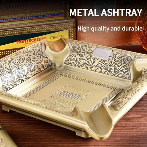 Titanium Cigar Ashtray with 4 Slots and Anti-Slip Base