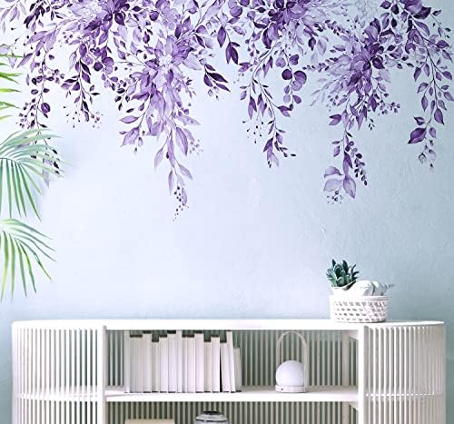 Purple Plants Leaves Wall Decals Peel and Stick