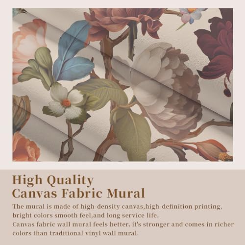 Zeeko Beige Floral Peel and Stick Wall Mural 98 x 59