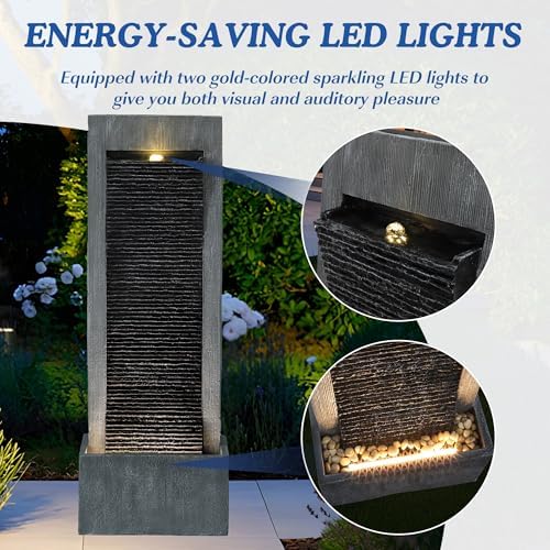 Dephet 496 Inch Freestanding Water Fountain with LED Light