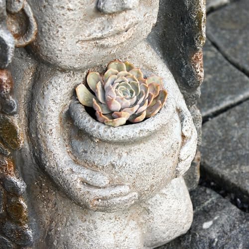 Zen Water Wall Fountain with LED Lights and Plant Pot