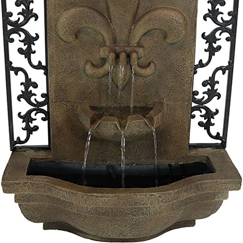 Sunnydaze French Lily 33-Inch Polystone Wall Fountain