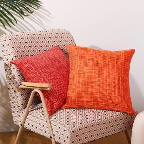 Yuntau 4 Pcs Waterproof Outdoor Throw Pillow Covers Red Orange
