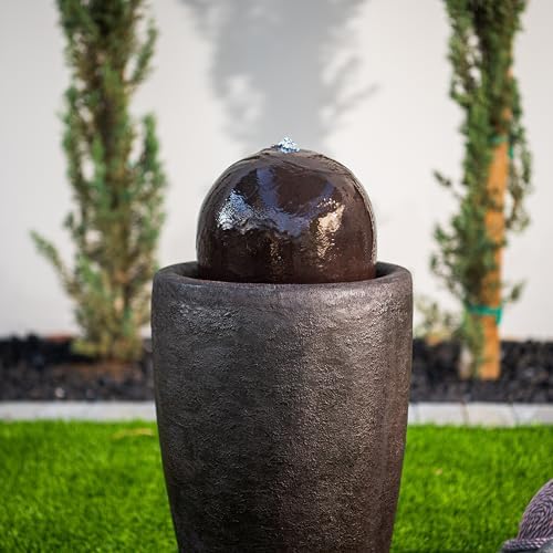 XBrand 2598 H Round Stone Water Fountain with LED Lights