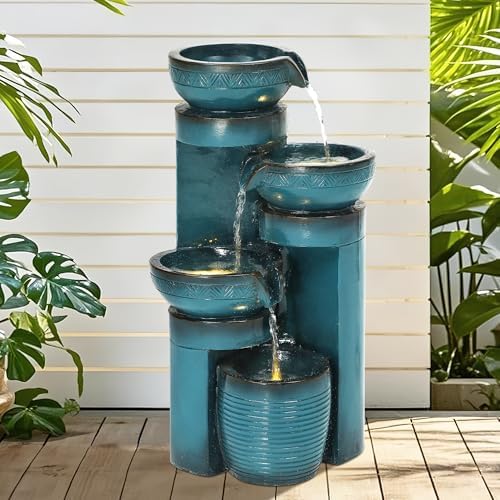 Autodaya 193 Inch H Pedestal Water Fountain with LED Lights and Pump