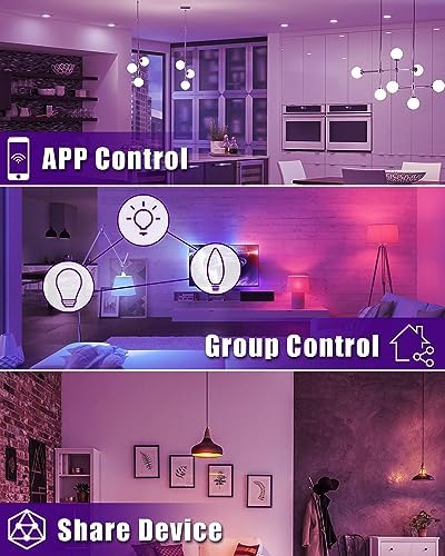 6 Pack E12 RGB Smart LED Candelabra Bulbs with Alexa Google Home Compatibility